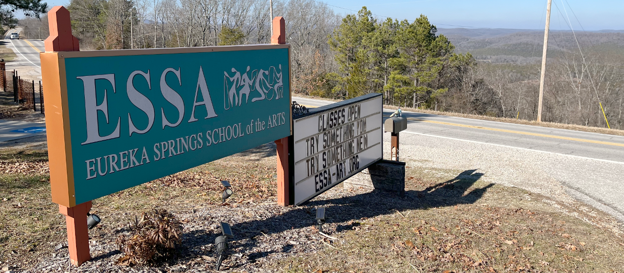 Entrance to the Eureka Springs School of the Arts on Jan. 8, 2023