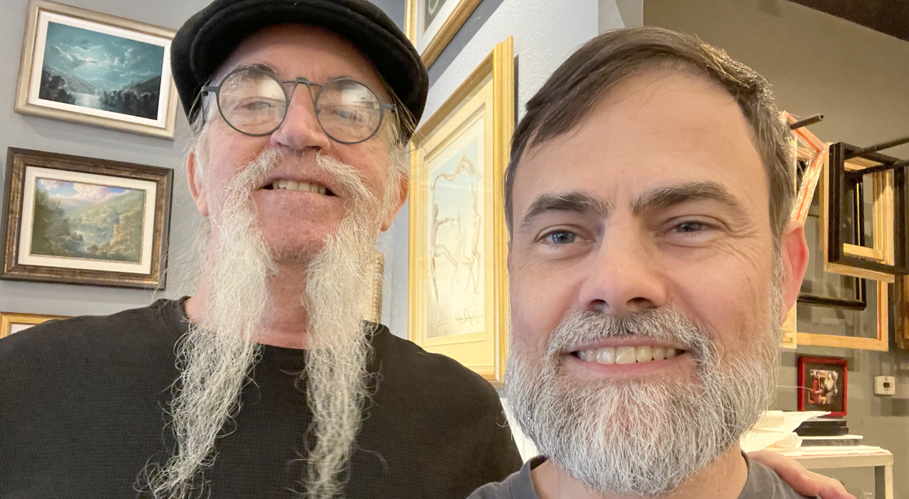 Jude Gaillot with Beau Satori at Satori Arts in Eureka Springs, Arkansas, on February 23, 2023.